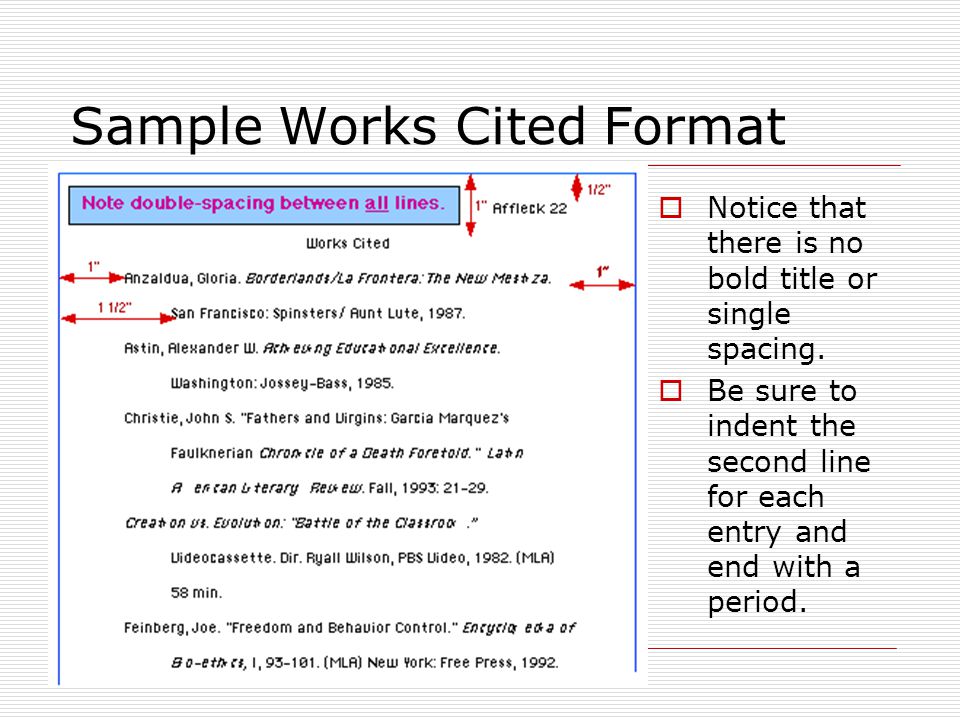 Work cited format